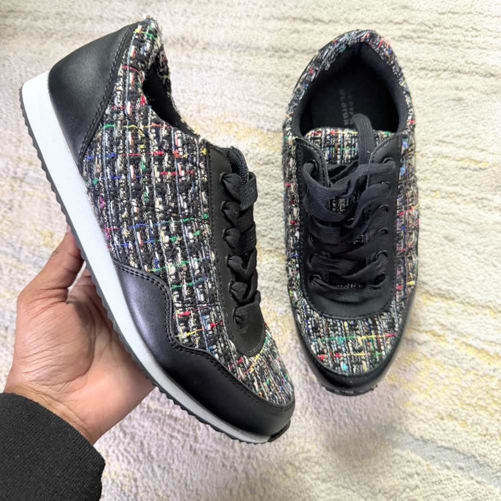 Design Lab Lord & Taylor Multicolor Tweed Lace-Up Sneakers Size 7